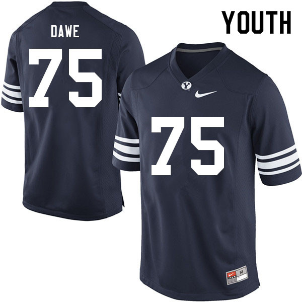 Youth #75 Sam Dawe BYU Cougars College Football Jerseys Sale-Navy